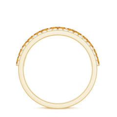 Certified Real Citrine Half Eternity Ring with Diamond