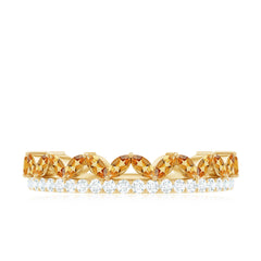 Certified Real Citrine Half Eternity Ring with Diamond