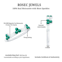 Certified Lab Grown Emerald Half Eternity Anniversary Ring with Moissanite