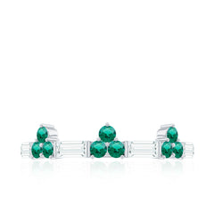 Certified Lab Grown Emerald Half Eternity Anniversary Ring with Moissanite