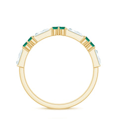 Certified Lab Grown Emerald Half Eternity Anniversary Ring with Moissanite