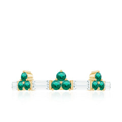 Certified Lab Grown Emerald Half Eternity Anniversary Ring with Moissanite
