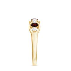 Natural Garnet Half Eternity Ring with Diamond