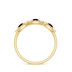 Natural Garnet Half Eternity Ring with Diamond