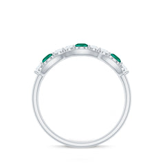 Certified Lab Grown Emerald Diamond Half Eternity Anniversary Ring