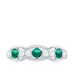 Certified Lab Grown Emerald Diamond Half Eternity Anniversary Ring
