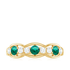 Certified Lab Grown Emerald Diamond Half Eternity Anniversary Ring