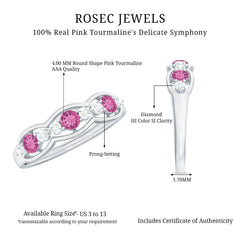 Pink Tourmaline and Diamond Wedding Anniversary Band Ring