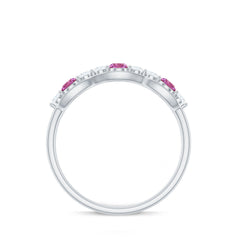Pink Tourmaline and Diamond Wedding Anniversary Band Ring
