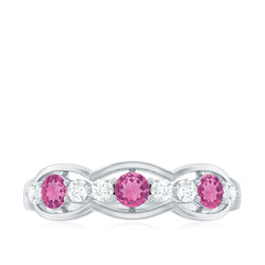 Pink Tourmaline and Diamond Wedding Anniversary Band Ring