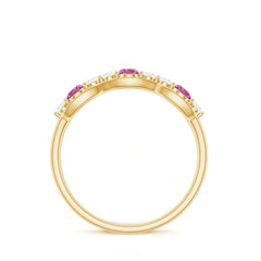 Pink Tourmaline and Diamond Wedding Anniversary Band Ring
