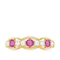 Pink Tourmaline and Diamond Wedding Anniversary Band Ring