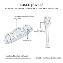 Moonstone and Diamond Wedding Anniversary Ring