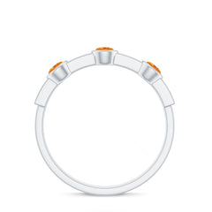 Real Citrine Diamond Half Eternity Wedding Band in Bezel Setting