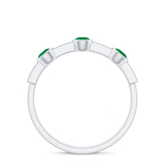 Certified Real Emerald Half Eternity Ring with Diamond