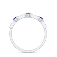 Amethyst and Diamond Minimal Half Eternity Ring