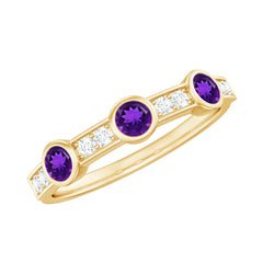 Amethyst and Diamond Minimal Half Eternity Ring