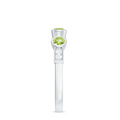 Natural Bezel Set Peridot Half Eternity Ring with Diamond