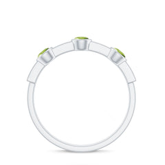 Natural Bezel Set Peridot Half Eternity Ring with Diamond