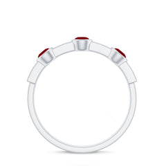 Natural Bezel Set Ruby Half Eternity Ring with Diamond
