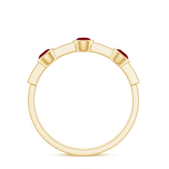 Natural Bezel Set Ruby Half Eternity Ring with Diamond