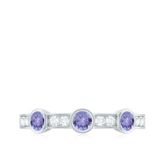 Certified Real Tanzanite Diamond Half Eternity Ring