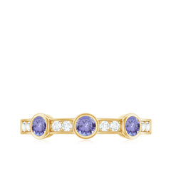 Certified Real Tanzanite Diamond Half Eternity Ring