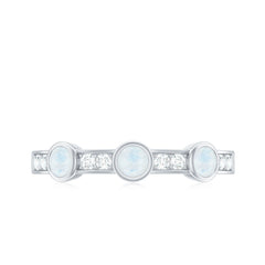 Minimal Half Eternity Ring with Moonstone and Diamond