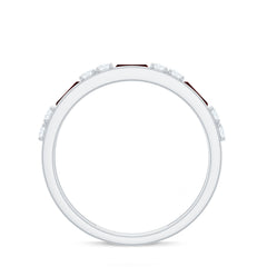 Genuine Baguette Garnet Half Eternity Band with Diamond