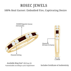 Genuine Baguette Garnet Half Eternity Band with Diamond