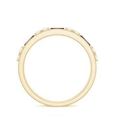 Genuine Baguette Garnet Half Eternity Band with Diamond