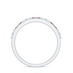 Minimal Created Ruby and Diamond Half Eternity Band Ring