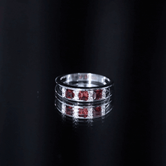 Natural Princess Cut Garnet Diamond Wedding Band