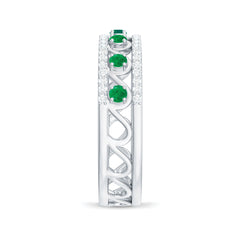 Designer Emerald Diamond Wedding Band Ring with Certificate