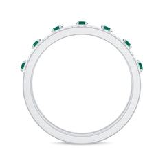 Designer Emerald Diamond Wedding Band Ring with Certificate