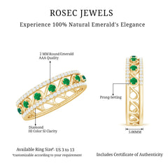 Designer Emerald Diamond Wedding Band Ring with Certificate