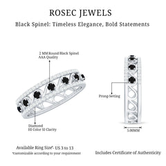 Designer Black Spinel Diamond Half Eternity Band Ring for Anniversary