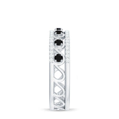 Designer Black Spinel Diamond Half Eternity Band Ring for Anniversary