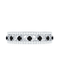 Designer Black Spinel Diamond Half Eternity Band Ring for Anniversary