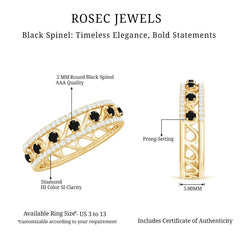 Designer Black Spinel Diamond Half Eternity Band Ring for Anniversary