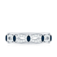 Blue Sapphire Infinity Band Ring with Diamond