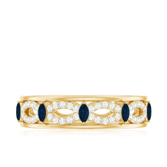 Blue Sapphire Infinity Band Ring with Diamond