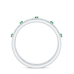 Genuine Emerald Diamond Eternity Wedding Band with Infinity Shank