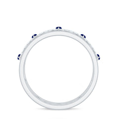 Certified Lab Grown Blue Sapphire Infinity Band Ring with Diamond