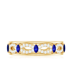 Certified Lab Grown Blue Sapphire Infinity Band Ring with Diamond