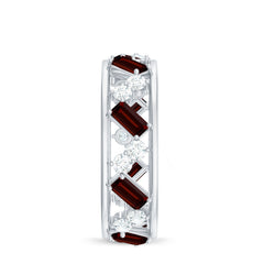 Certified Real Garnet Diamond Wide Eternity Band