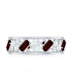 Certified Real Garnet Diamond Wide Eternity Band