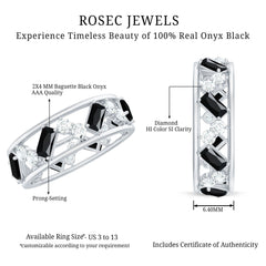 Black Onyx and Diamond Zig Zag Wide Wedding Band