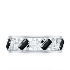 Black Onyx and Diamond Zig Zag Wide Wedding Band
