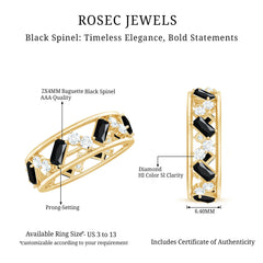 Natural Black Spinel Diamond Eternity Band Ring for Anniversary